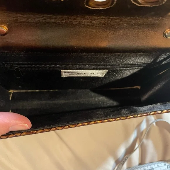 Bellini Gold Textured Clutch with Gold Chain and Bow Detail, OS - Picture 12 of 15